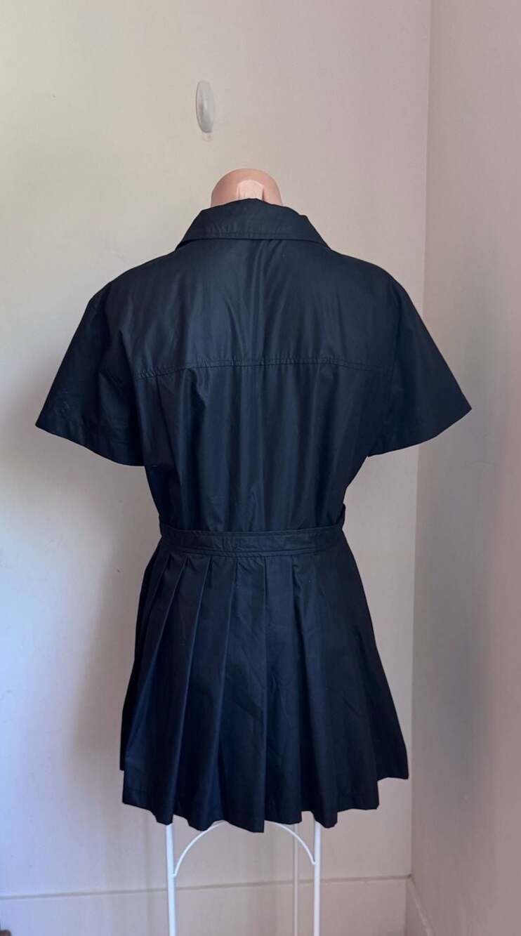 En Saison Black Short Sleeve Pleated Shirt Dress Romper Size S - Picture 5 of 7